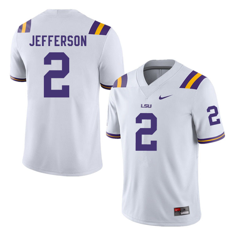 Men #2 Justin Jefferson LSU Tigers College Football Jerseys Sale-White